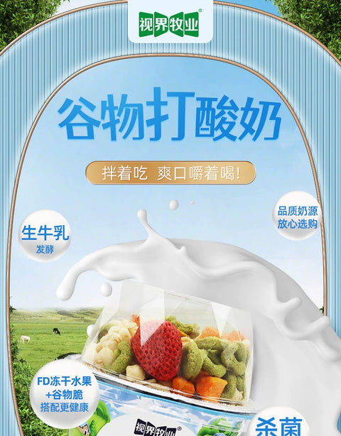 视界牧业 谷物酸奶草莓味180g (8 per case)