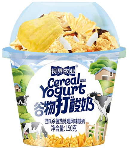 视界牧业  谷物酸奶黄桃味180g (8 per case)