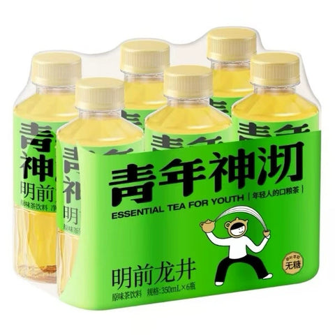 青年神沏 明前龙井原味茶饮料350ml*6 (4 per case)