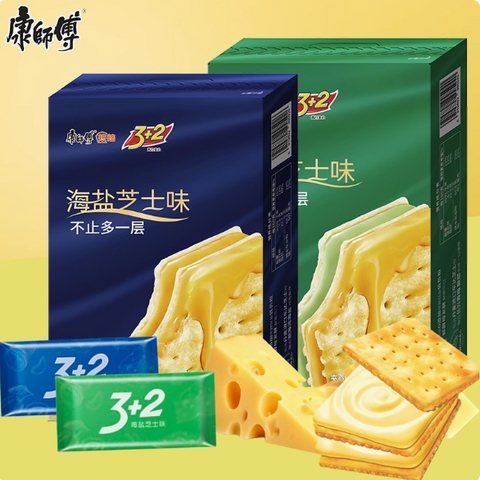 康师傅 3+2苏打夹心饼干海盐芝士味100g (24 per case)